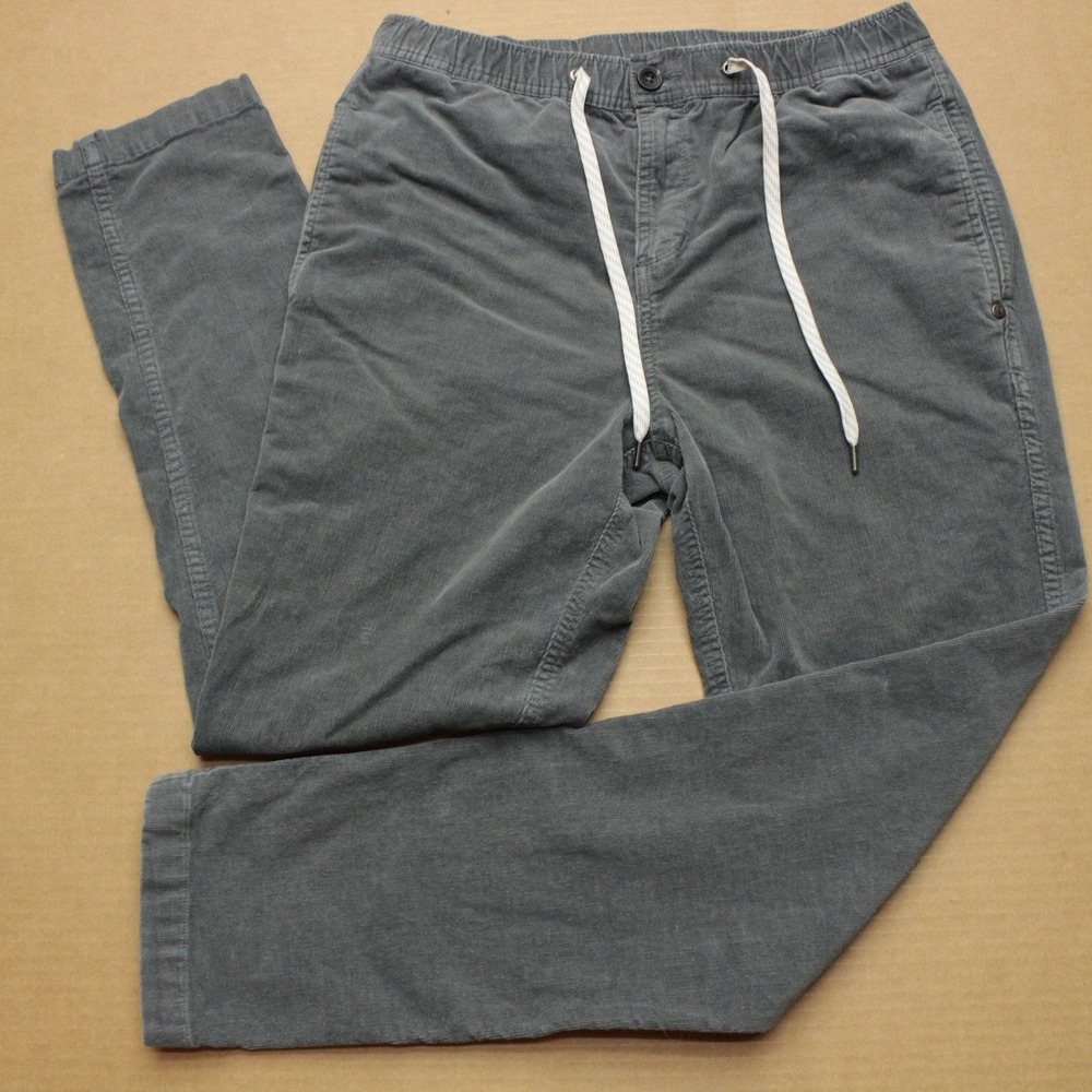 Vuori Optimist Pants Mens 30x30 Gray Corduroy Jogger Drawstring Elastic Waist